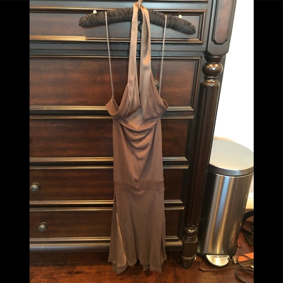 Silk and knit halter midi taupe dress M 8 - Picture 1 of 6